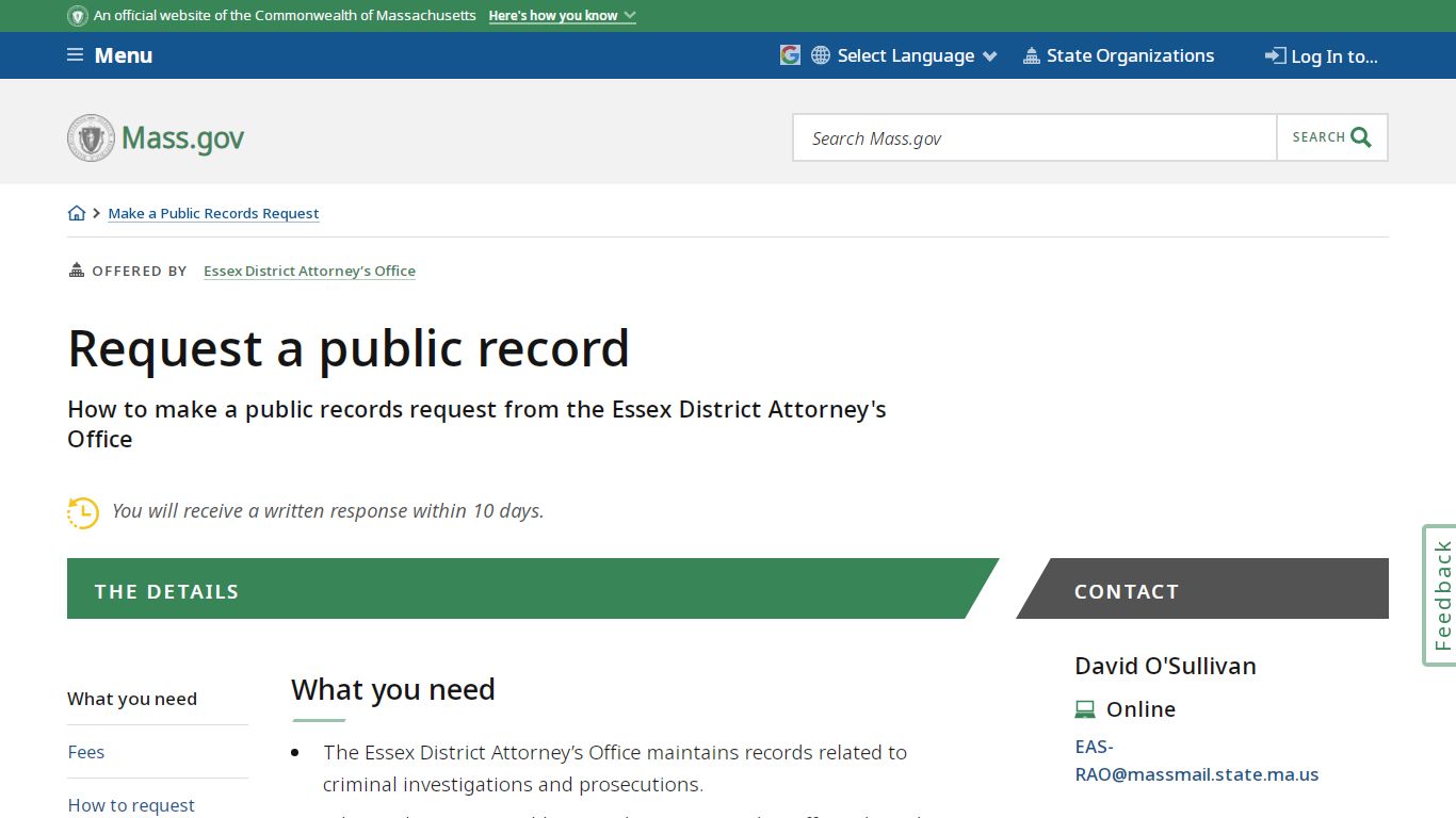Request a public record | Mass.gov