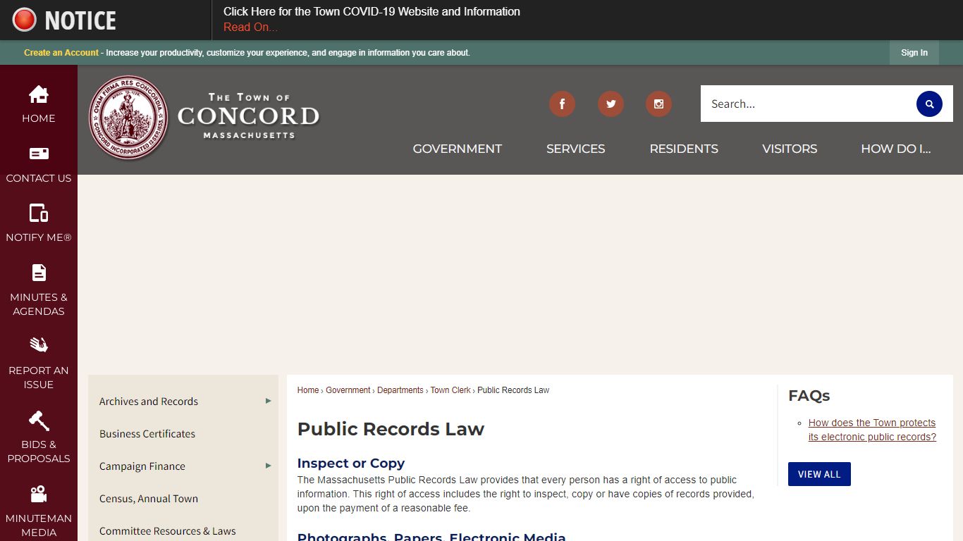 Public Records Law | Concord, MA