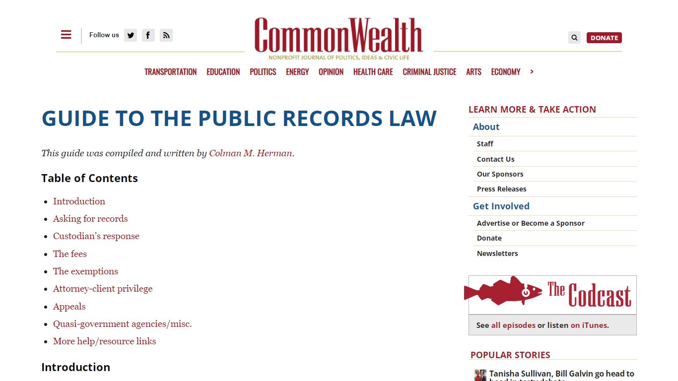 Guide to the Public Records Law - CommonWealth Magazine
