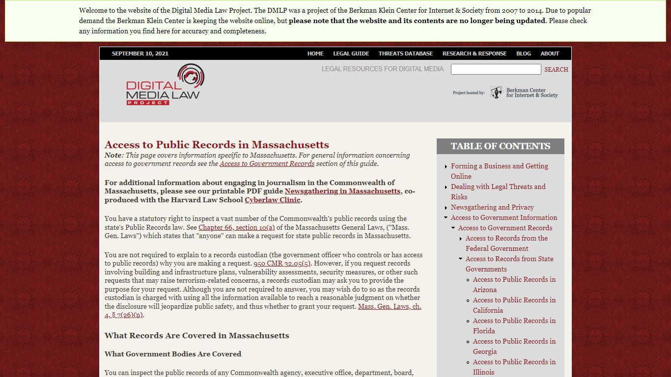 Access to Public Records in Massachusetts | Digital Media ...